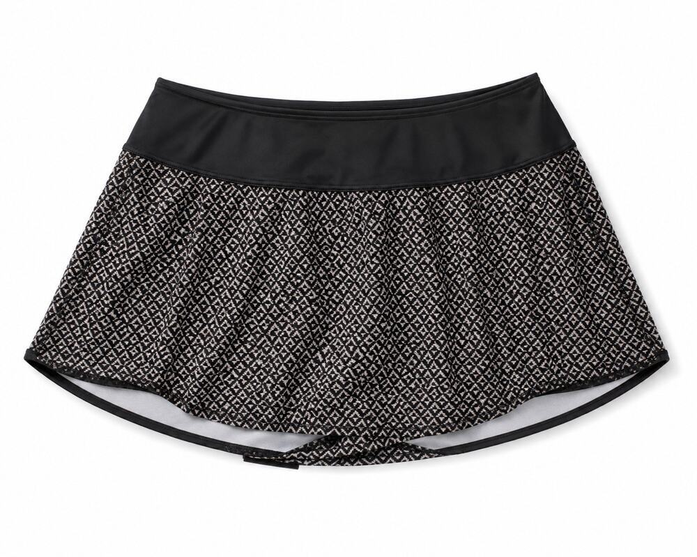 prAna Women’s Swim Skirt Bikini Bottom Size L Black Gray Geometric Skirted